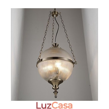 Lustre de Ferro Bronze Lâmpada Vidro