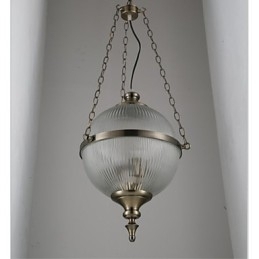 Lustre de Ferro Bronze Lâmpada Vidro