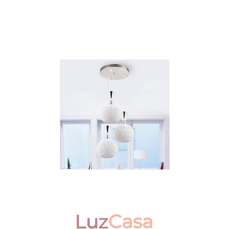 3 Cabeças Pendente Luz Moderna Contemporânea Metal