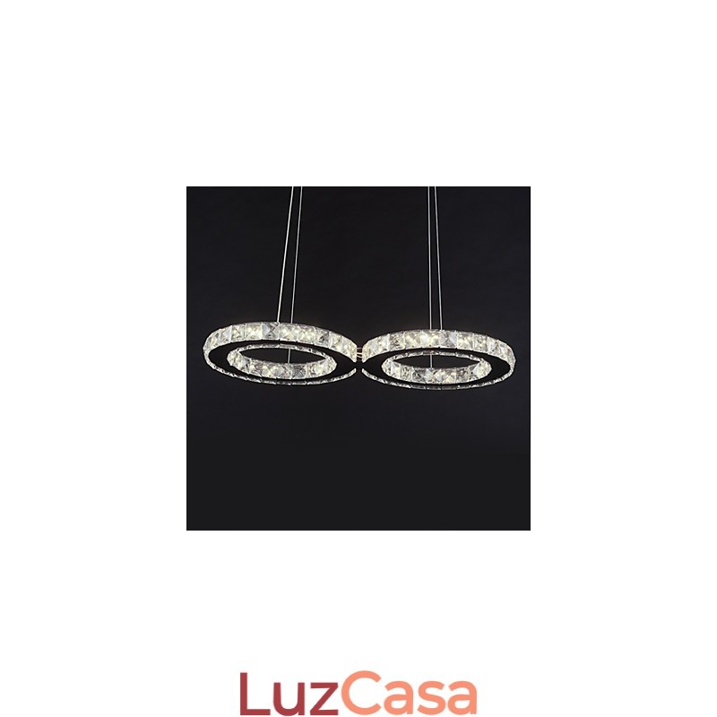 Luminária pendente moderna contemporânea de cristal cromado em metal