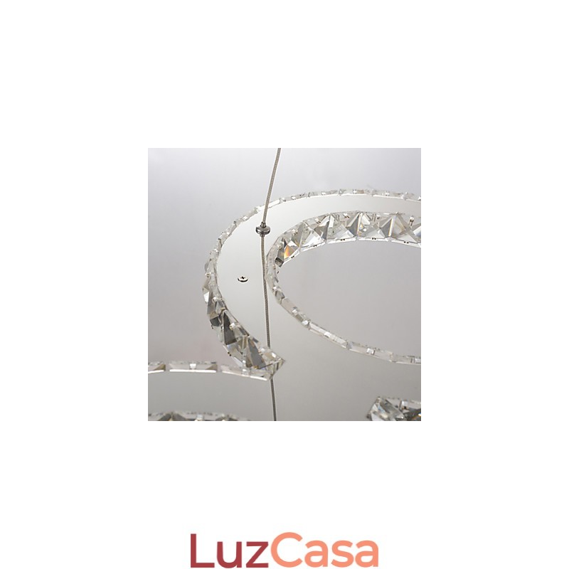 Luminária pendente moderna contemporânea de cristal cromado em metal