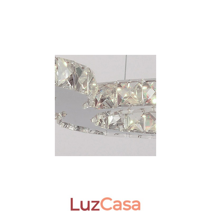 Luminária pendente moderna contemporânea de cristal cromado em metal