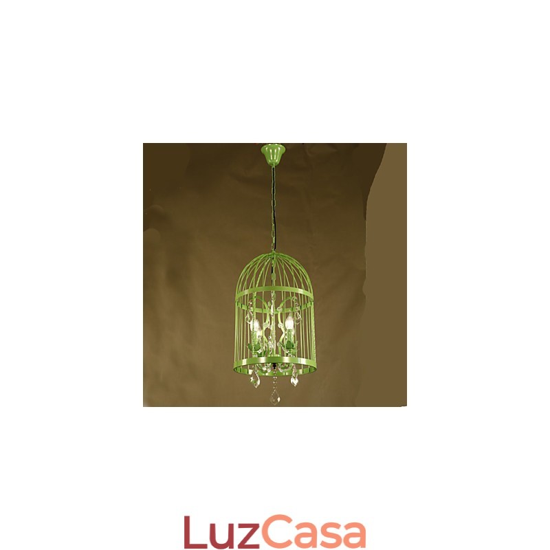 Vintage Ferro Gaiola Escada Lâmpada Lustre Cristal