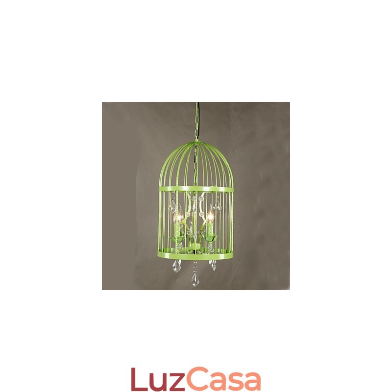 Vintage Ferro Gaiola Escada Lâmpada Lustre Cristal