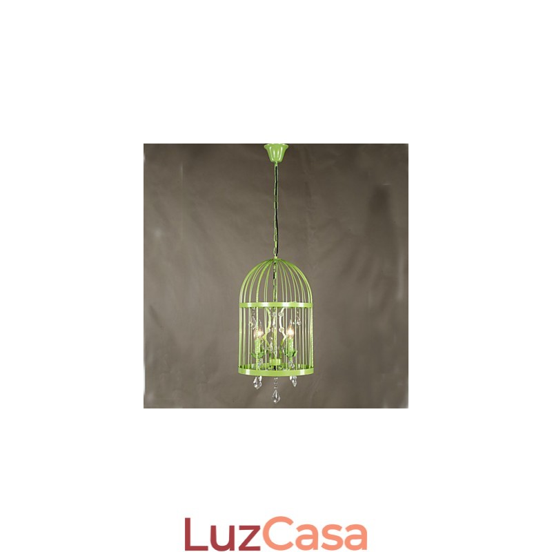 Vintage Ferro Gaiola Escada Lâmpada Lustre Cristal