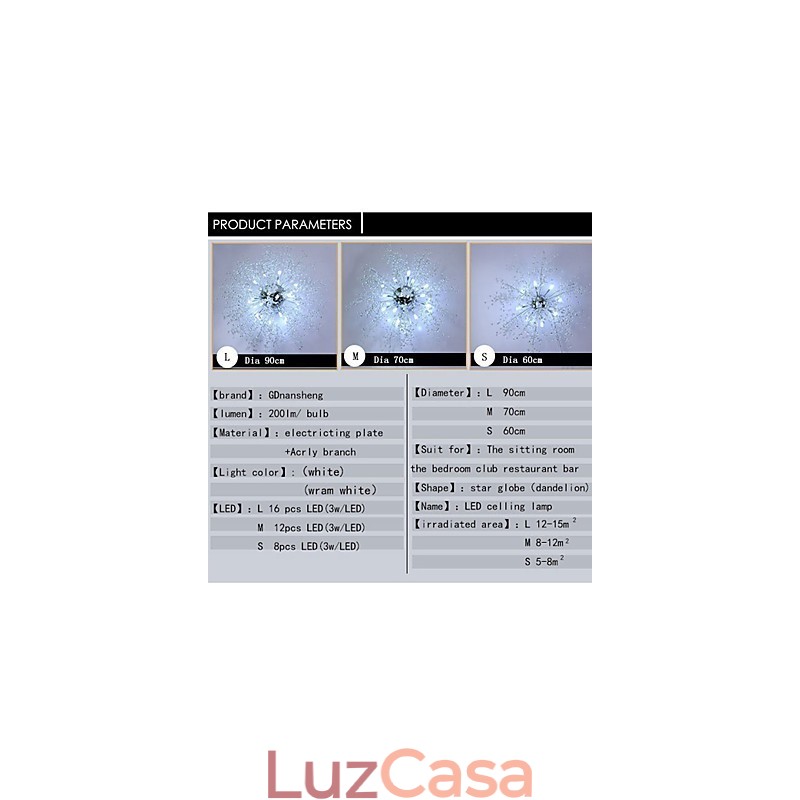 Luminária pendente de cristal mitado G4 em aço inoxidável com diâmetro de 90 cm