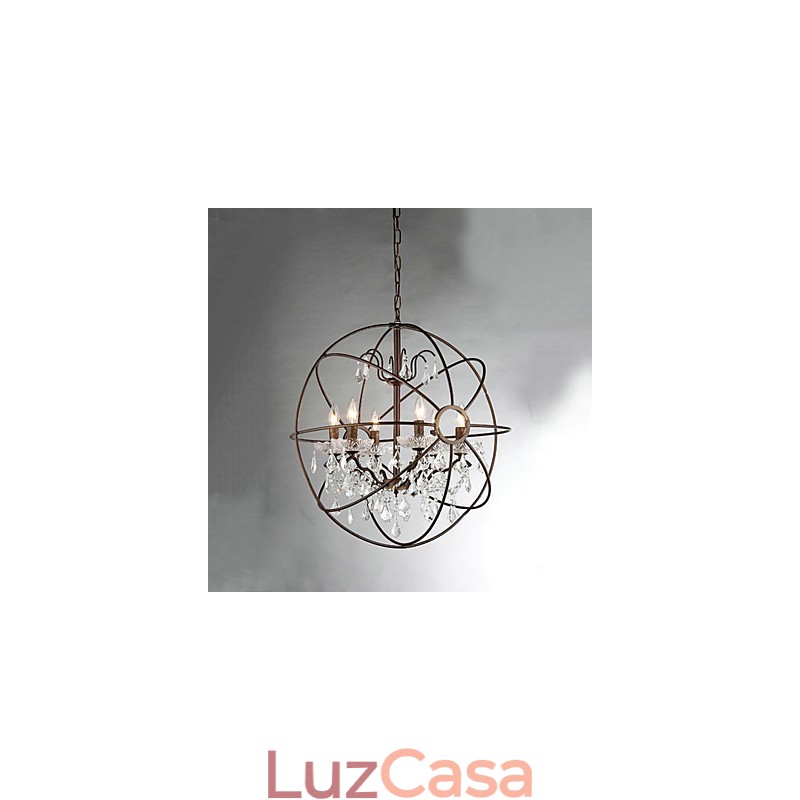 Lustre de metal com pintura de cristal vintage
