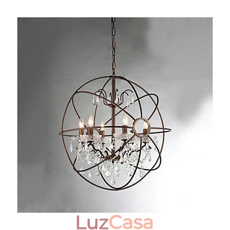 Lustre de metal com pintura de cristal vintage Lustre de metal com pintura de cristal vintage
