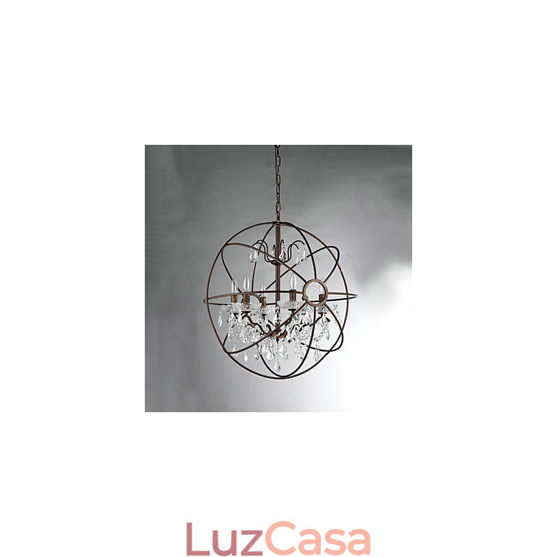 Lustre de metal com pintura de cristal vintage