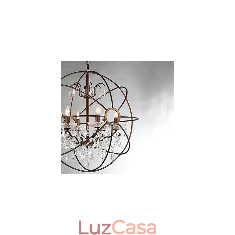 Lustre de metal com pintura de cristal vintage