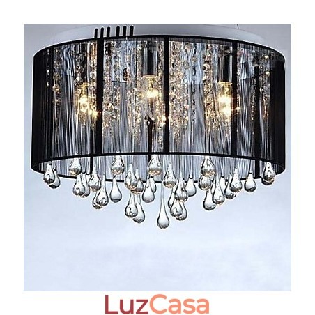 Lustre de cristal de teto suspenso preto de luxo Lustre de cristal de teto suspenso preto de luxo