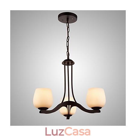 Lustre de pintura de ferro com cúpula de vidro Lâmpada de iluminação clássica 3 cabeças Lustre de pintura de ferro com cúpula de vidro Lâmpada de iluminação clássica 3 cabeças