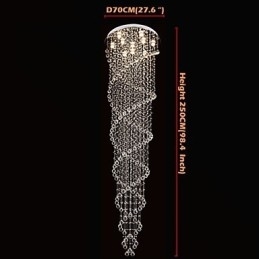 Lustre de teto, luminária pendente, luminária com cristal K9, espiral dupla