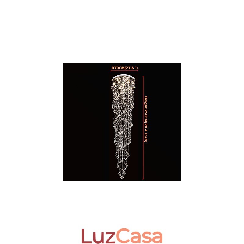 Lustre de teto, luminária pendente, luminária com cristal K9, espiral dupla