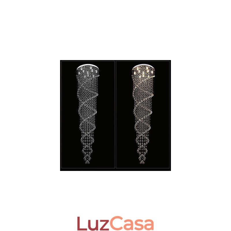 Lustre de teto, luminária pendente, luminária com cristal K9, espiral dupla