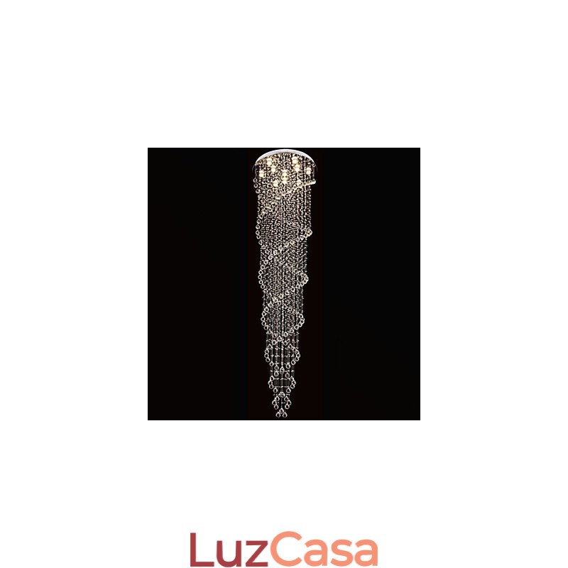 Lustre de teto, luminária pendente, luminária com cristal K9, espiral dupla