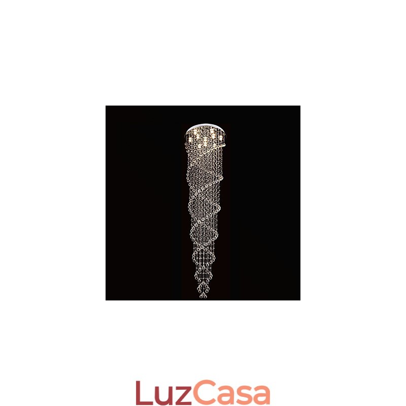 Lustre de teto, luminária pendente, luminária com cristal K9, espiral dupla