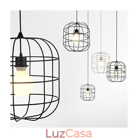 Mini Luminária Pendente Artística Birdcage 1 Luz Acabamento Mordern Simplicity Preto Branco Metal Aço Carbono Droplight Mini Luminária Pendente Artística Birdcage 1 Luz Acabamento Mordern Simplicity Preto Branco Metal Aço Carbono Droplight
