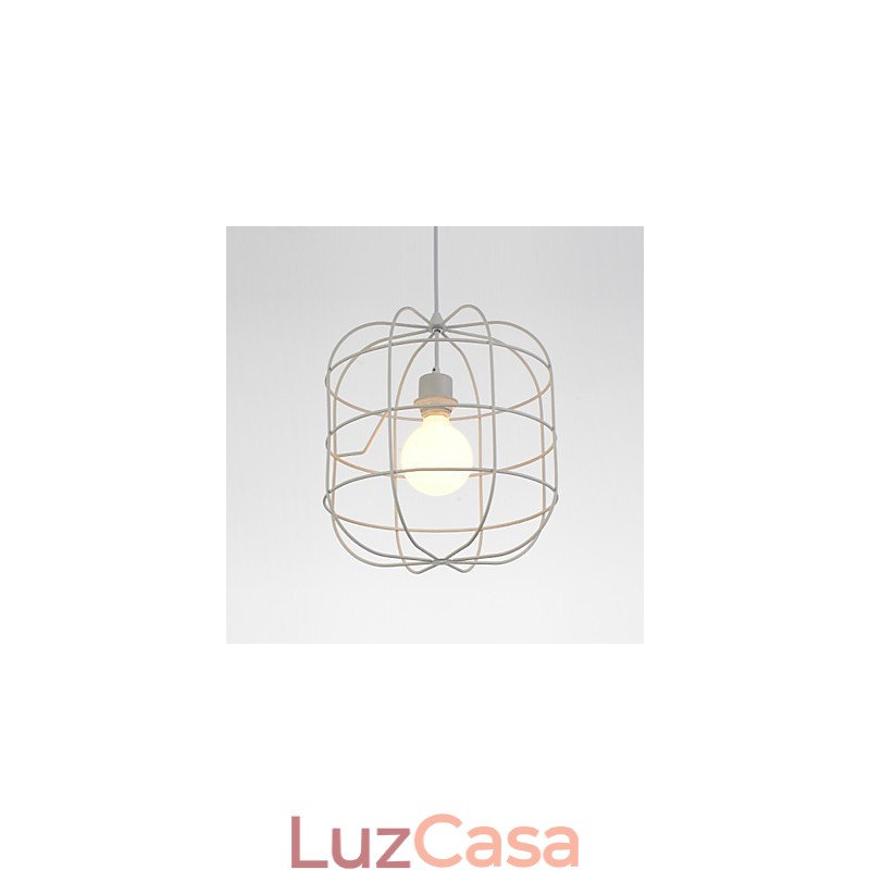 Mini Luminária Pendente Artística Birdcage 1 Luz Acabamento Mordern Simplicity Preto Branco Metal Aço Carbono Droplight