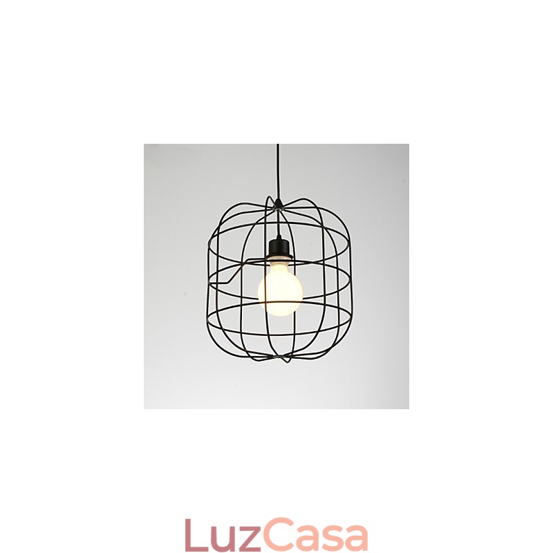 Mini Luminária Pendente Artística Birdcage 1 Luz Acabamento Mordern Simplicity Preto Branco Metal Aço Carbono Droplight