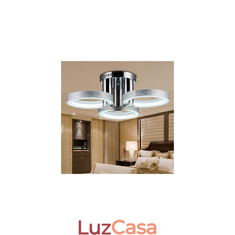 Lustre Moderno Prata 3 Luzes