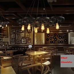 Loft Pendant Light Wheel Chandelier Rústico Vintage Retro Country Jantar Metal+Pintura