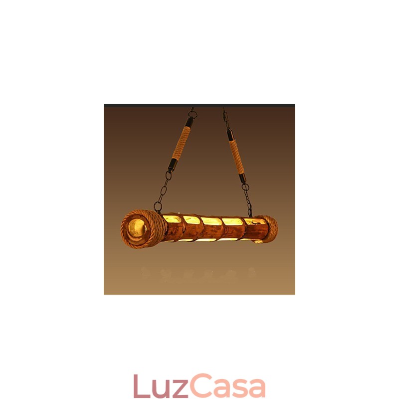 Lustre decorativo de bambu com esculturas de jardim de café