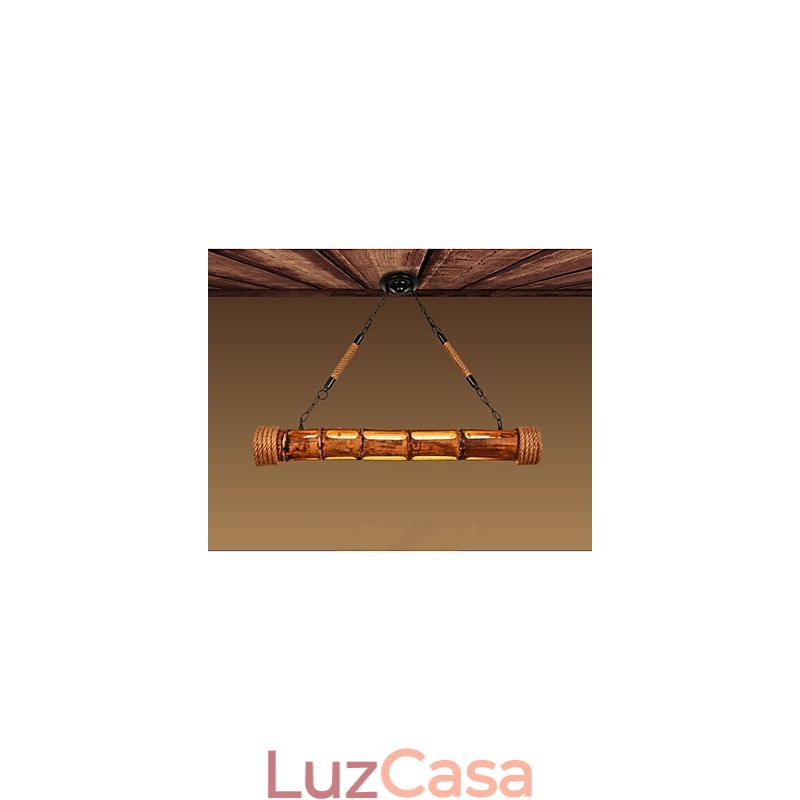 Lustre decorativo de bambu com esculturas de jardim de café