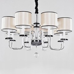 Lustre moderno contemporâneo de cristal cromado em metal