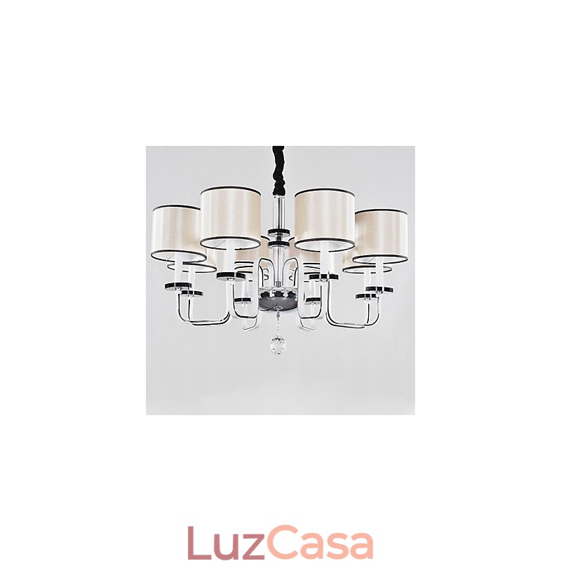 Lustre moderno contemporâneo de cristal cromado em metal
