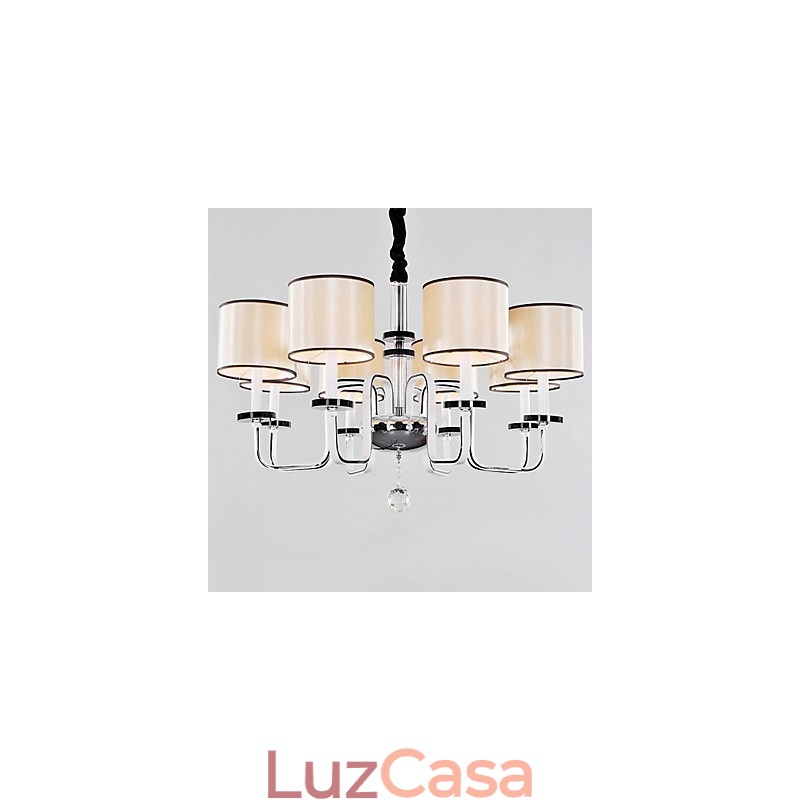 Lustre moderno contemporâneo de cristal cromado em metal