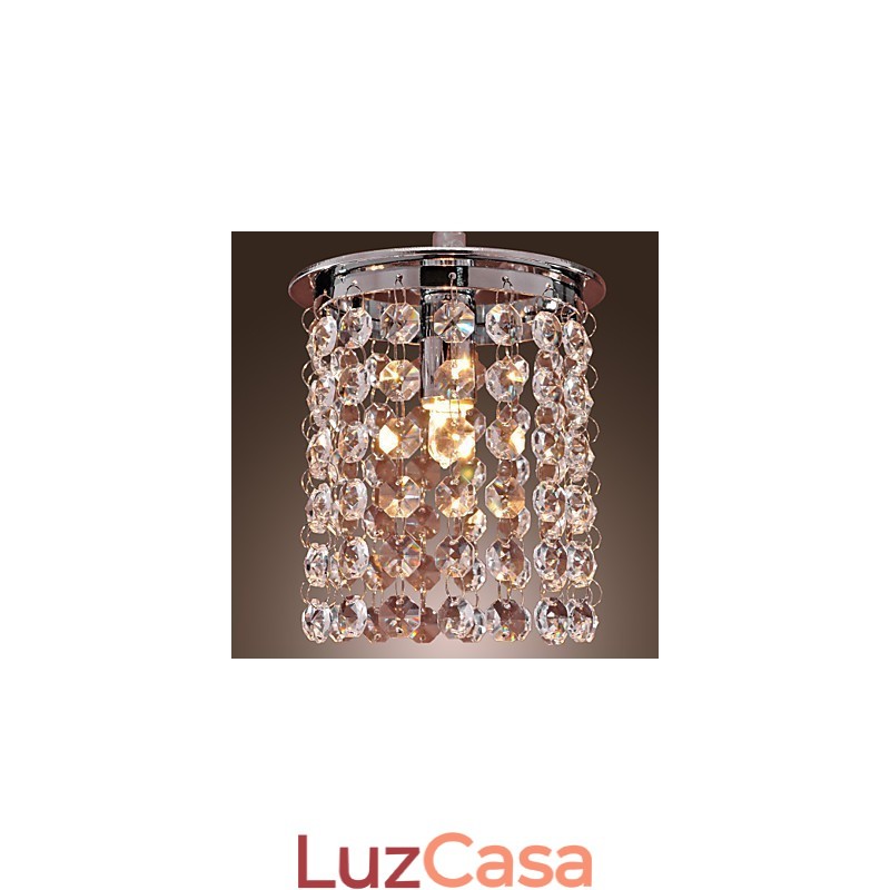 Luminária pendente moderna contemporânea em cristal estilo mini galvanizada
