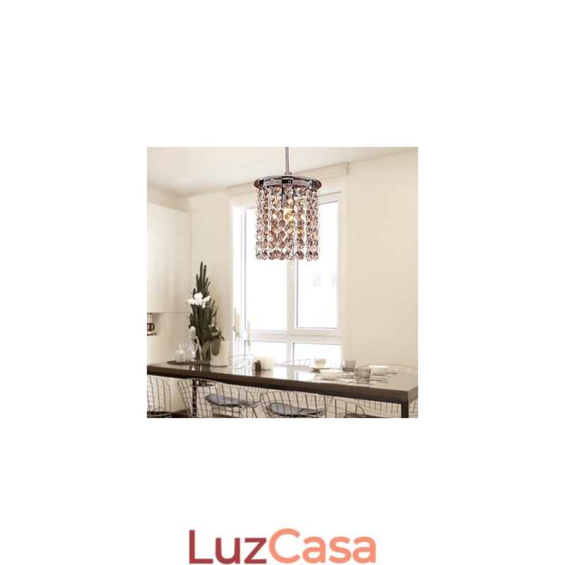 Luminária pendente moderna contemporânea em cristal estilo mini galvanizada