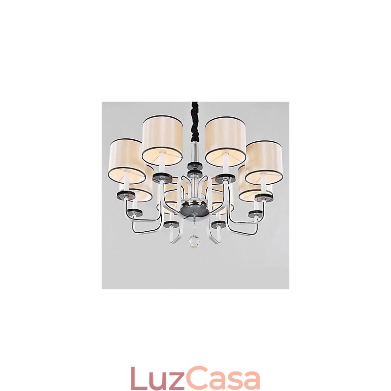 Lustre moderno contemporâneo de cristal cromado em metal
