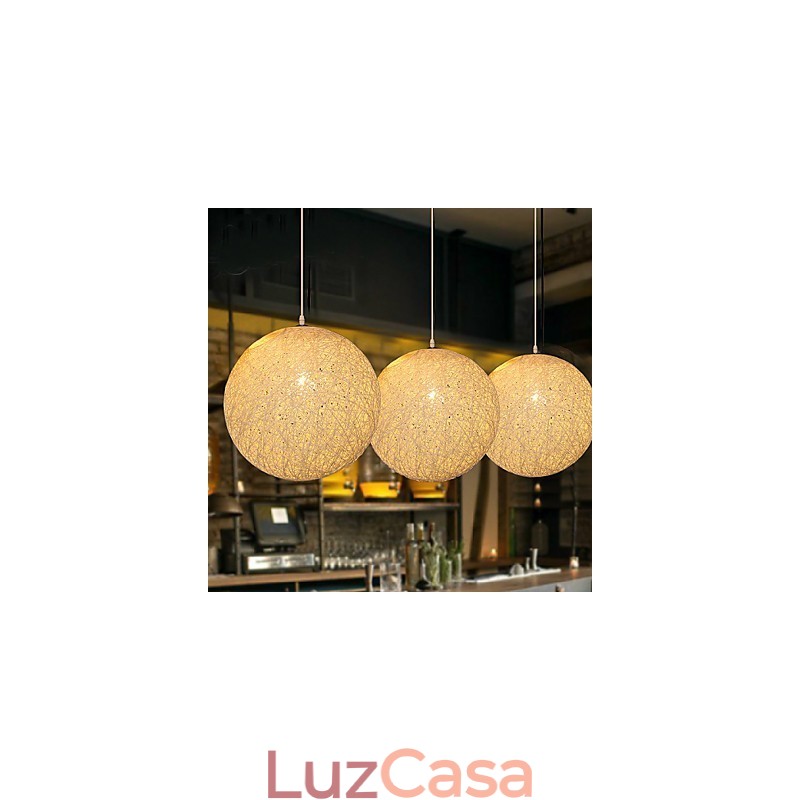 Luminária pendente esférica contemporânea e contraída Cany Art Lamp Hemp Ball