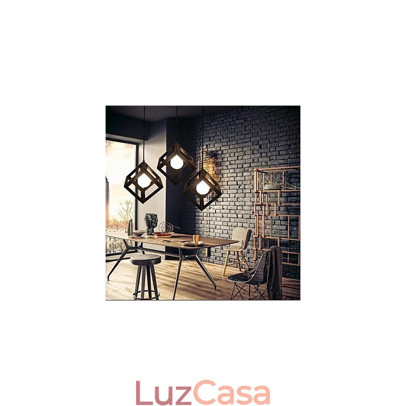 Lustre de ferro estilo gaiola retrô americano