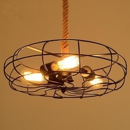 Lustre de ventilador industrial criativo de corda Lron americano vintage