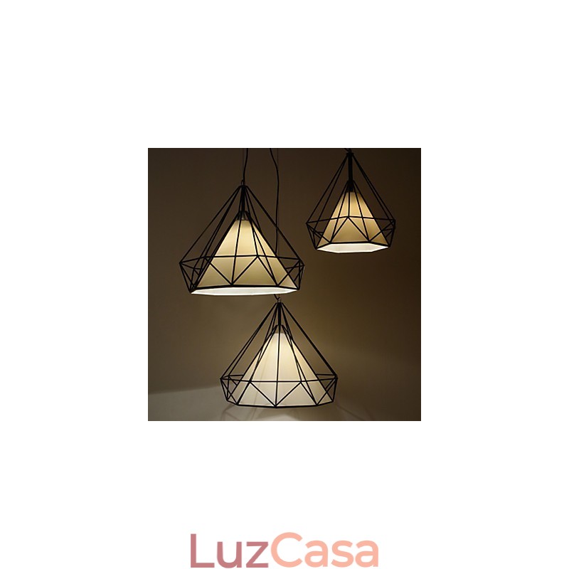Luminária pendente Diamond Mini 1 luz Modern Simplicity Preto e Branco Acabamento em aço carbono Tecido Droplight