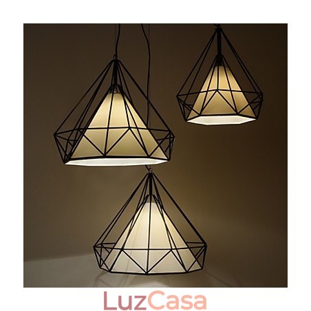 Luminária pendente Diamond Mini 1 luz Modern Simplicity Preto e Branco Acabamento em aço carbono Tecido Droplight Luminária pendente Diamond Mini 1 luz Modern Simplicity Preto e Branco Acabamento em aço carbono Tecido Droplight