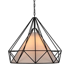 Luminária pendente Diamond Mini 1 luz Modern Simplicity Preto e Branco Acabamento em aço carbono Tecido Droplight