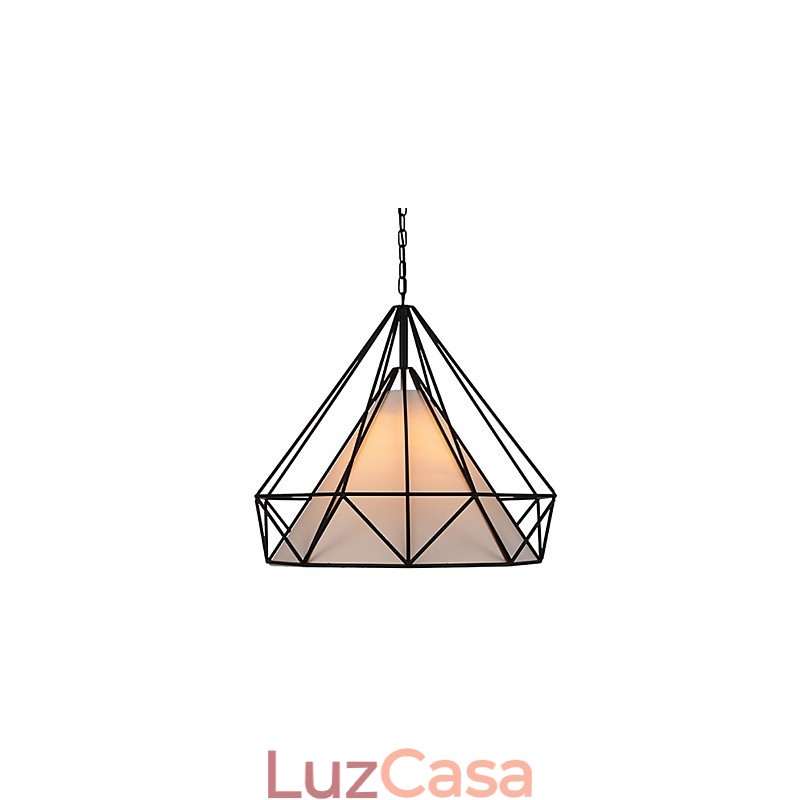 Luminária pendente Diamond Mini 1 luz Modern Simplicity Preto e Branco Acabamento em aço carbono Tecido Droplight