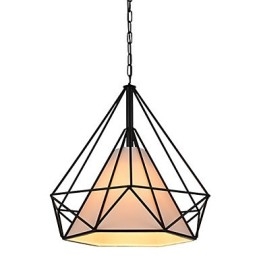 Luminária pendente Diamond Mini 1 luz Modern Simplicity Preto e Branco Acabamento em aço carbono Tecido Droplight