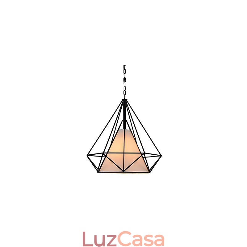 Luminária pendente Diamond Mini 1 luz Modern Simplicity Preto e Branco Acabamento em aço carbono Tecido Droplight
