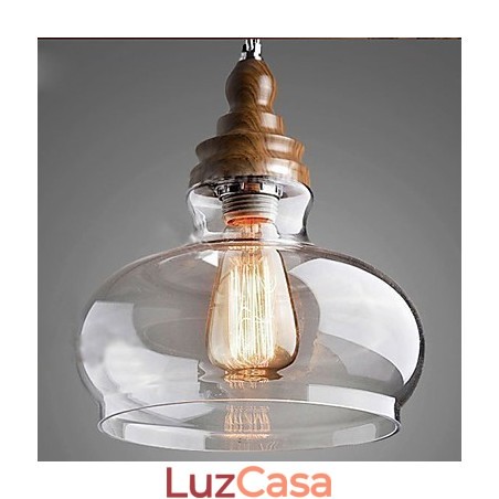 Luminária pendente de cristal de madeira estilo vintage (diâm. 24 cm) Luminária pendente de cristal de madeira estilo vintage (diâm. 24 cm)