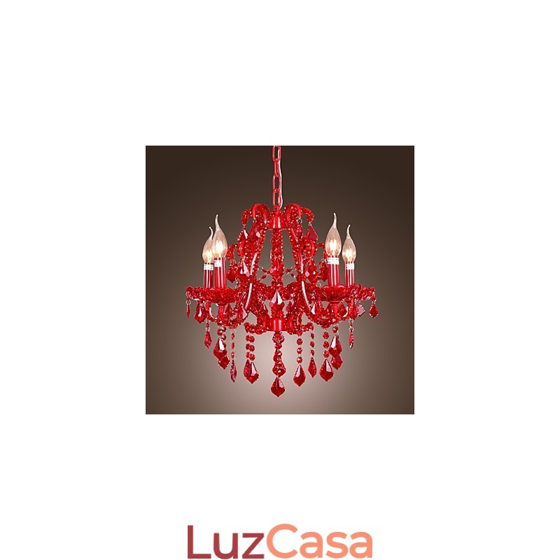 Lustre moderno contemporâneo de cristal cromado em metal