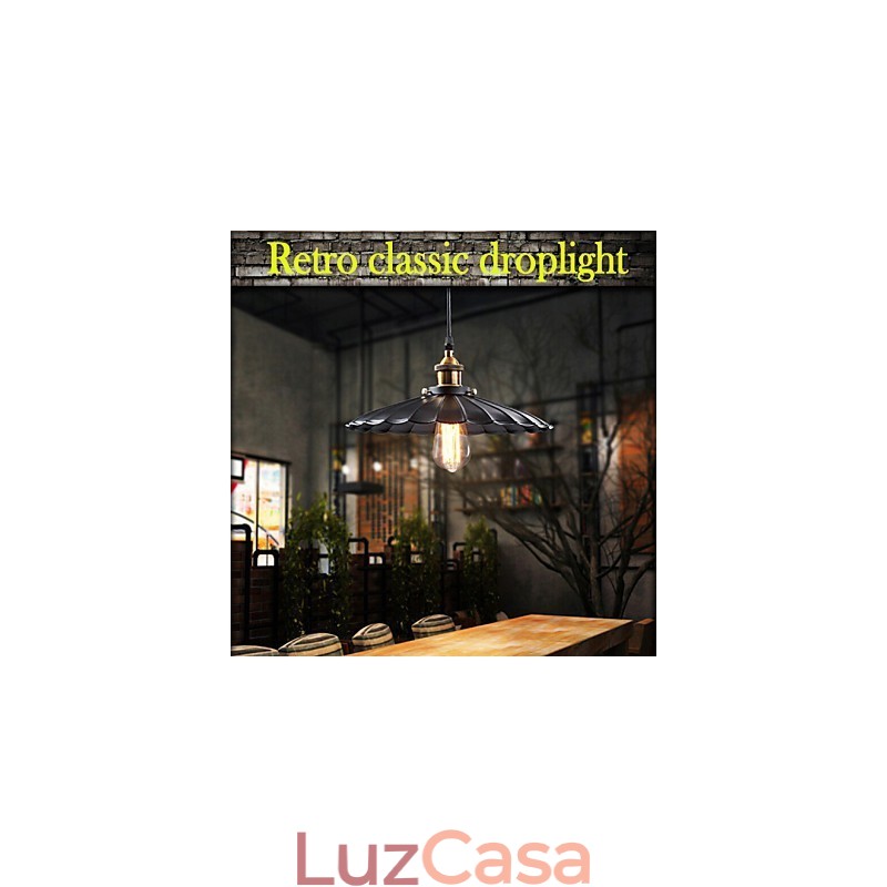 Luminária pendente estilo europeu clássico retrô, luminária de metal com arte droplight