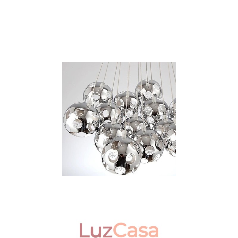 Luminária pendente moderna contemporânea Globe Chrome Metal