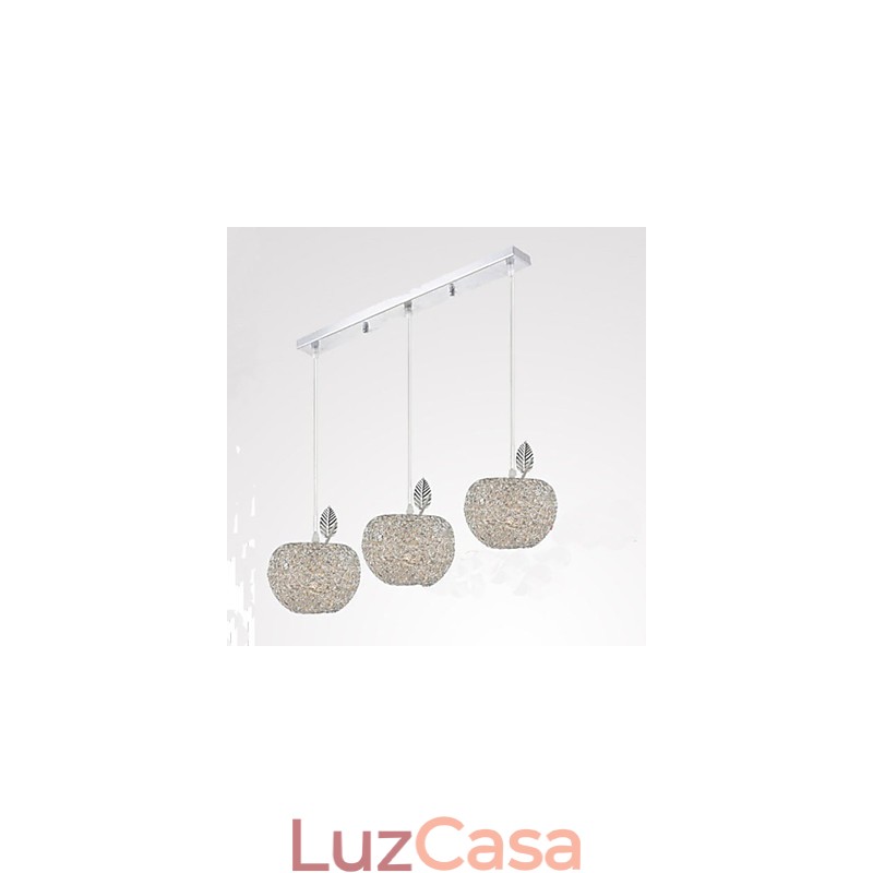 Lustre de alumínio trançado com três lâmpadas de cabeça Apple