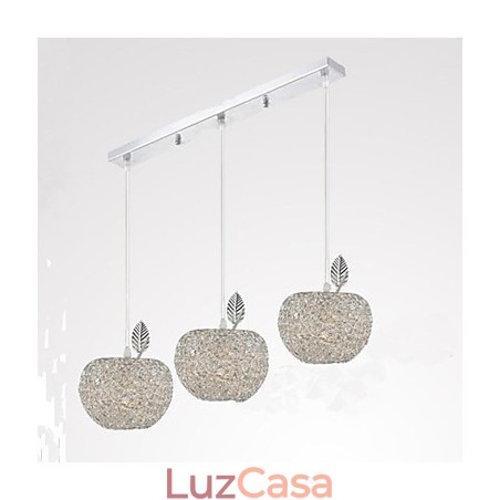 Lustre de alumínio trançado com três lâmpadas de cabeça Apple