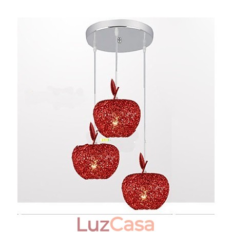 Lustre de alumínio trançado com três lâmpadas de cabeça Apple A